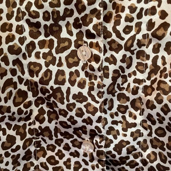 Austin Clothing Co Satin Pajama Set Leopard Print Long Sleeves & Pants Sz LARGE - Picture 7 of 10